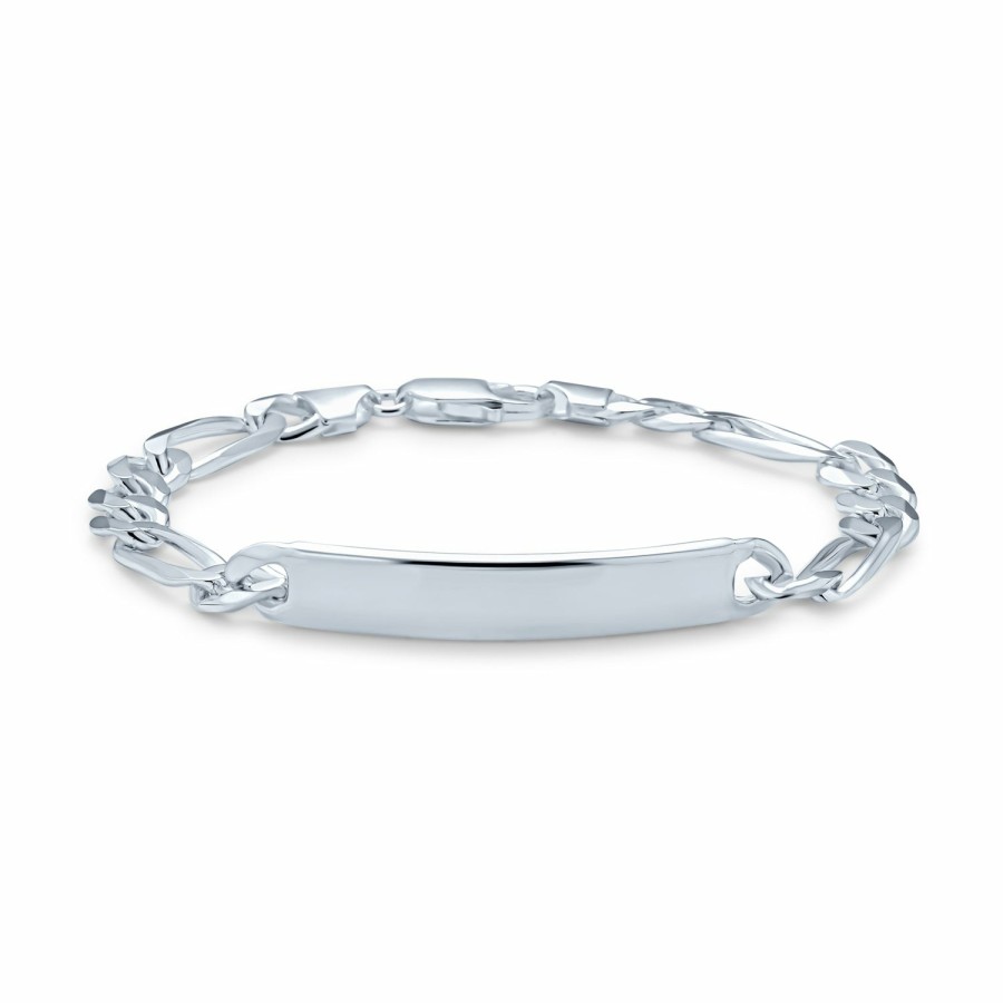 Shop Men Bling Jewelry Mens Engravable Bracelets | Men Id Bracelet Mariner Curb Figaro, Link Chain .925 Sterling Silver 7 -9 Inch