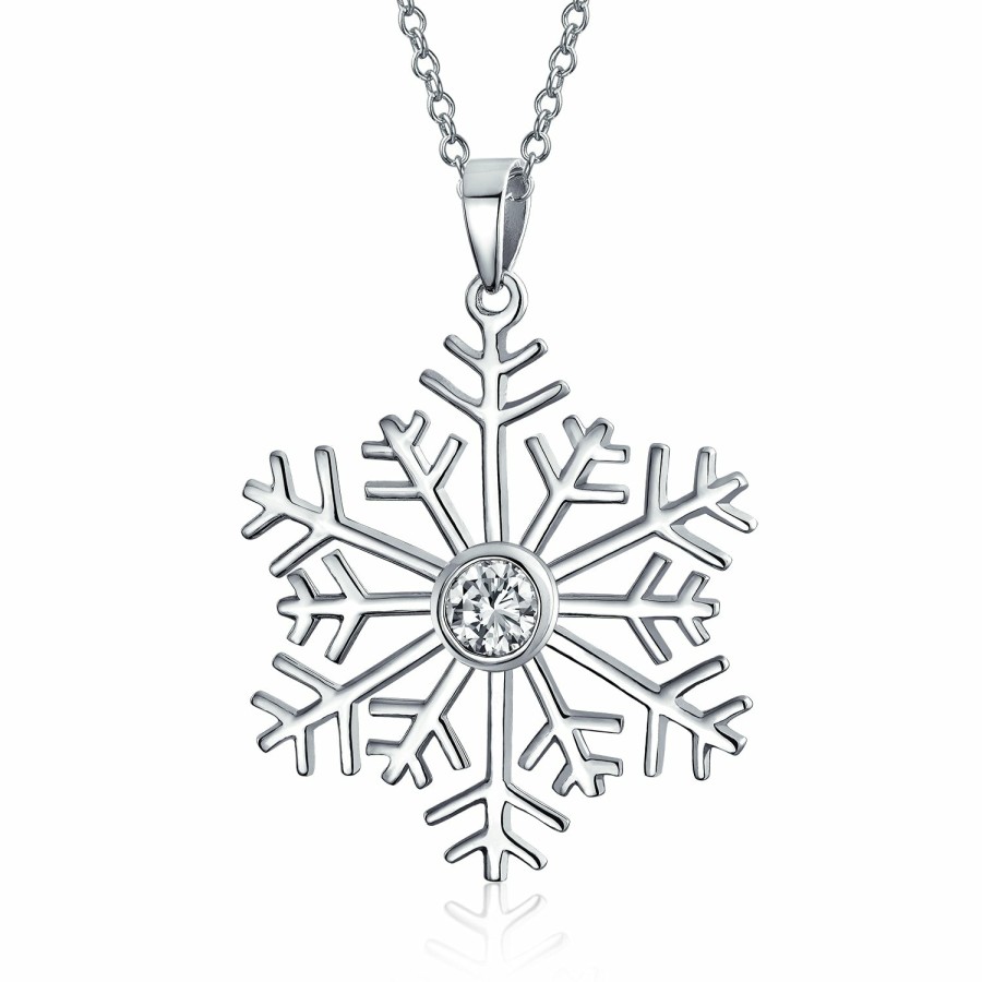 Shop Women Bling Jewelry Pendant Necklaces | Christmas Set Branch Snowflake Pendant Cz Necklace Stud Earring .925