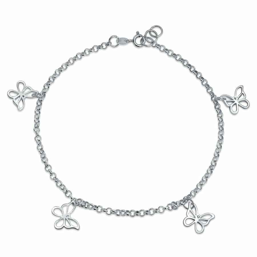 Shop Women Bling Jewelry Ankle Bracelets | Multi Butterfly Anklet Charm Ankle Bracelet For Women Sterling Silver