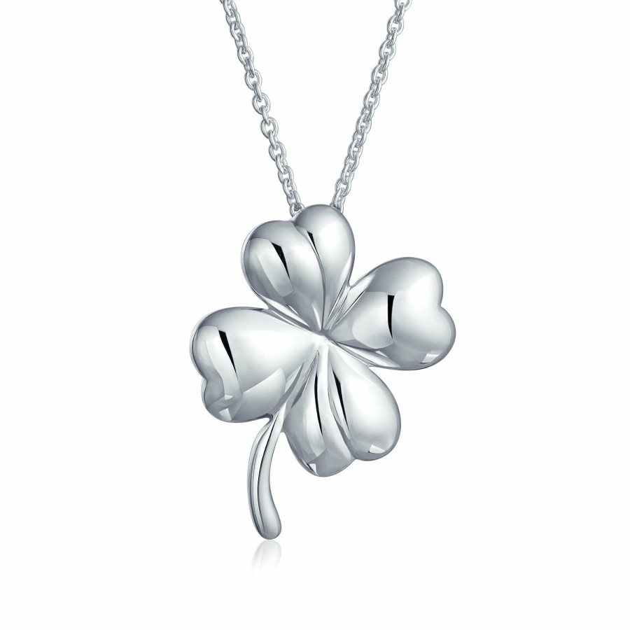 Shop Women Bling Jewelry Jewelry Sets | Jewelry Set Four Leaf Clover Shamrock Charm Pendant Necklace 925 Sterling