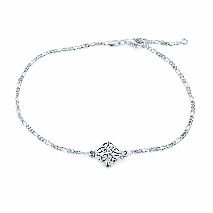 Shop Women Bling Jewelry Ankle Bracelets | Celtic Knot Triquetra Love Knot Anklet Sterling Silver 9 To 10 In