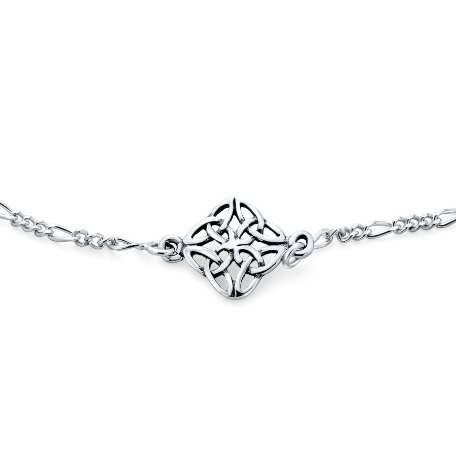 Shop Women Bling Jewelry Ankle Bracelets | Celtic Knot Triquetra Love Knot Anklet Sterling Silver 9 To 10 In