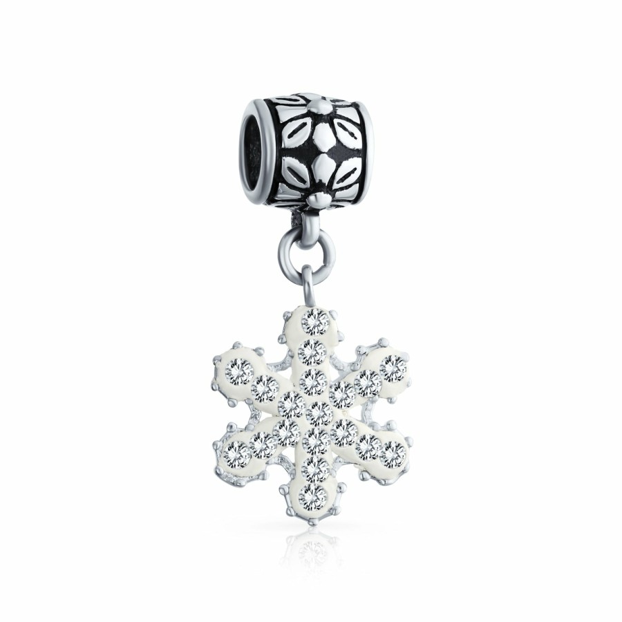 Shop Women Bling Jewelry Dangle Beads | Winter Crystal Dangle Snowflake Bead Charm .925Sterling