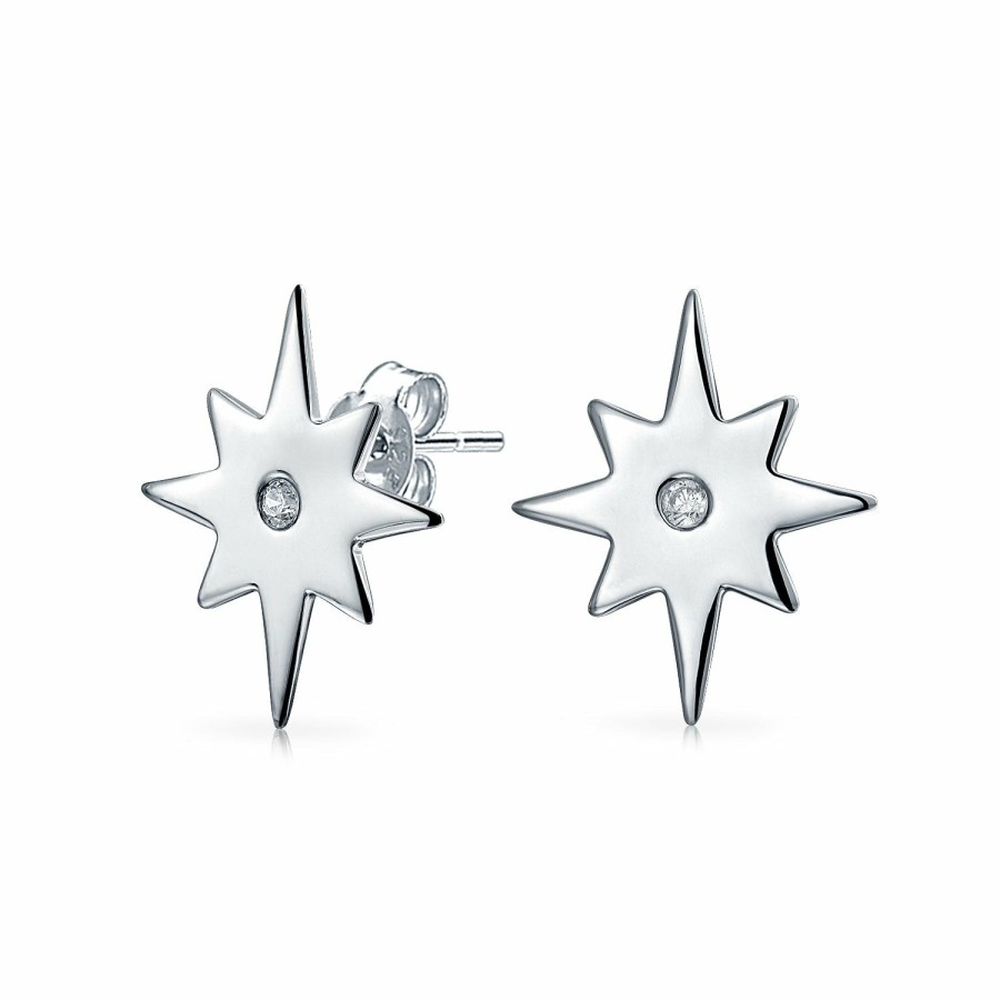 Shop Women Bling Jewelry Stud Earrings | Celestial Shinning North Star Chain Threader Stud Earrings .925