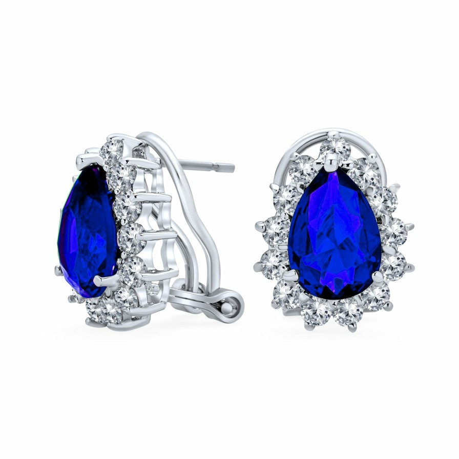 Shop Women Bling Jewelry Stud Earrings | 2.5Ct Imitation Emerald Sapphire Teardrop Cz Stud Earrings