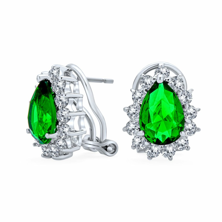 Shop Women Bling Jewelry Stud Earrings | 2.5Ct Imitation Emerald Sapphire Teardrop Cz Stud Earrings