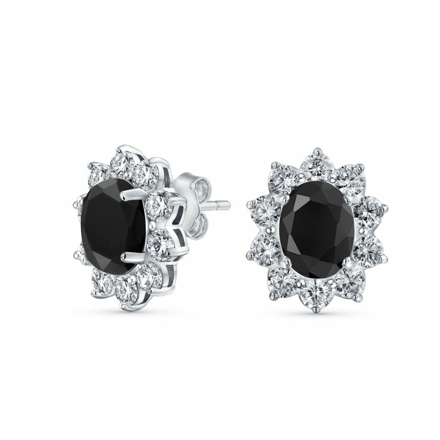 Shop Women Bling Jewelry Stud Earrings | Bridal Classic Cz Crown Oval Halo Stud Earrings