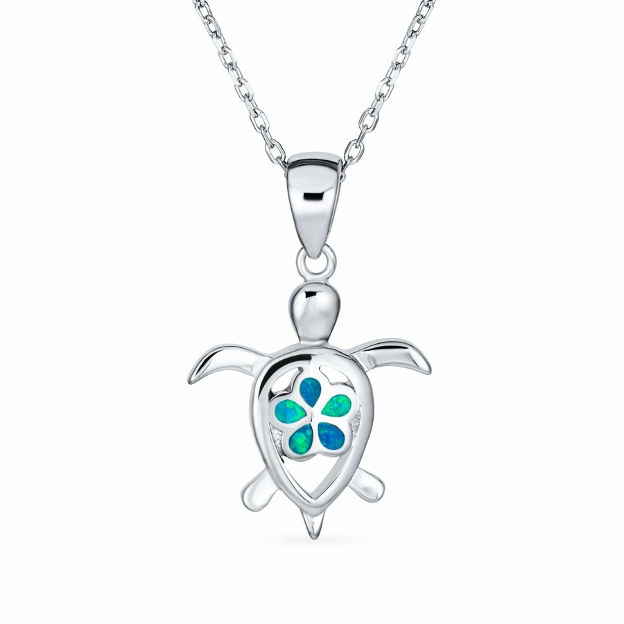 Shop Women Bling Jewelry | Flower Opal Starfish Turtle Pendant Necklace .925 Silver