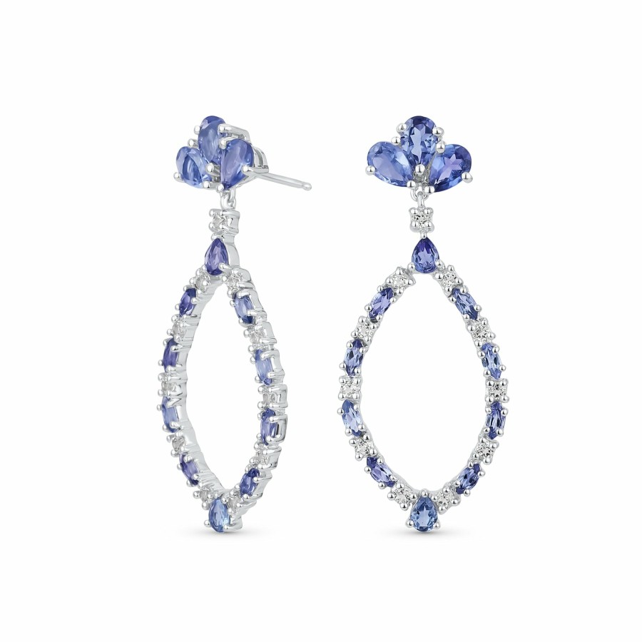 Shop Women Bling Jewelry Chandelier Earrings | Big Gemstone Tourmaline Tanzanite Teardrops Chandelier Earrings