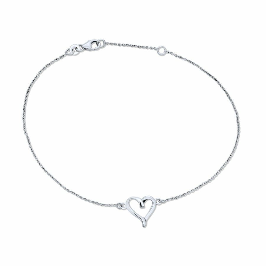 Shop Women Bling Jewelry Delicate Bracelets | Romantic Stacking Heart Anklet Ankle Bracelet .925 Adjustable