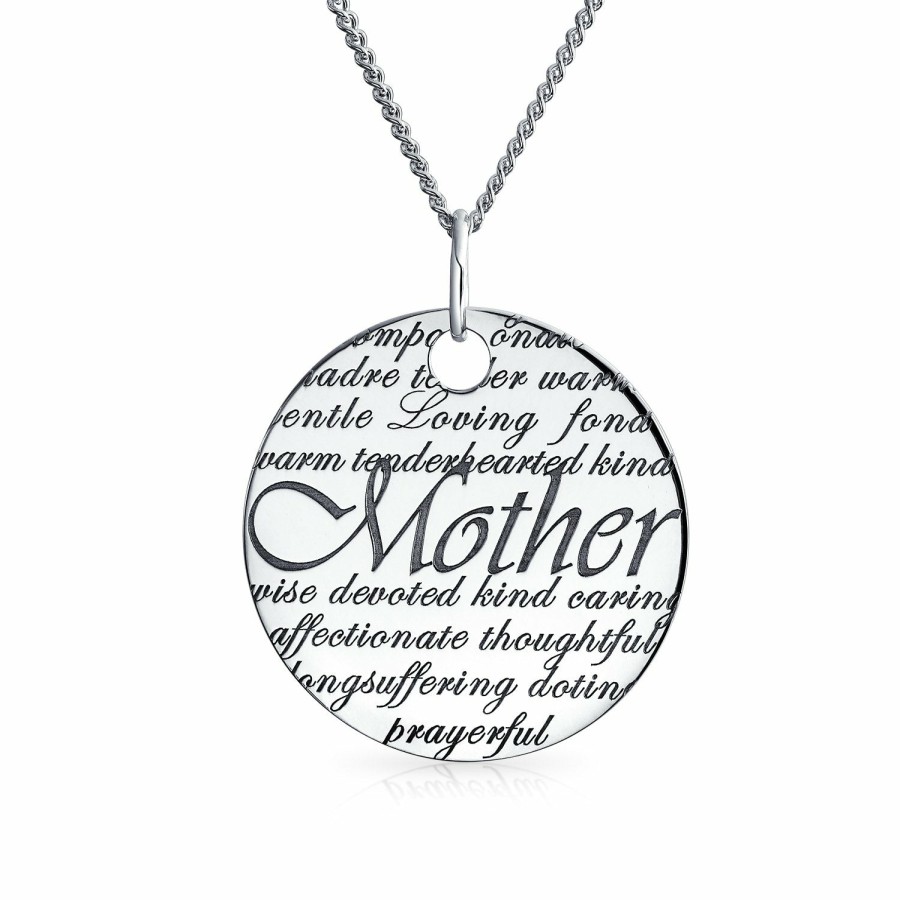 Shop Women Bling Jewelry Engravable Necklaces | Mothers Day Gift Personalize Word Quote 2Pc Disc Pendant Necklace