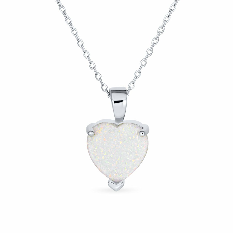 Shop Women Bling Jewelry Pendant Necklaces | 5Ct Solitaire Heart Opal Pendant Necklace Gold 925