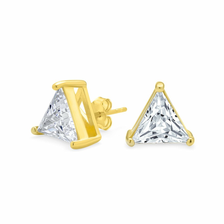 Shop Women Bling Jewelry Stud Earrings | Triangle Trillion Cut Cz Stud Earrings Plated .925 Sterling