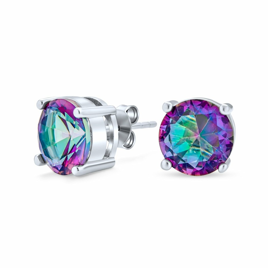 Shop Women Bling Jewelry Stud Earrings | Mystic Rainbow Color-Changing Solitaire Aaa Cz Stud Earrings 925 Sterling Silver