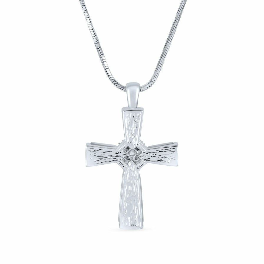 Shop Women Bling Jewelry Pendant Necklaces | Mop Mother Of Pearl Cross Pendant Cz Accent Silver Plated Necklace