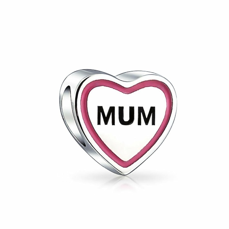 Shop Women Bling Jewelry Mothers Day Charm Beads | Bff Best Mom Mother Mum Word Family Heart Love Charm Bead .925