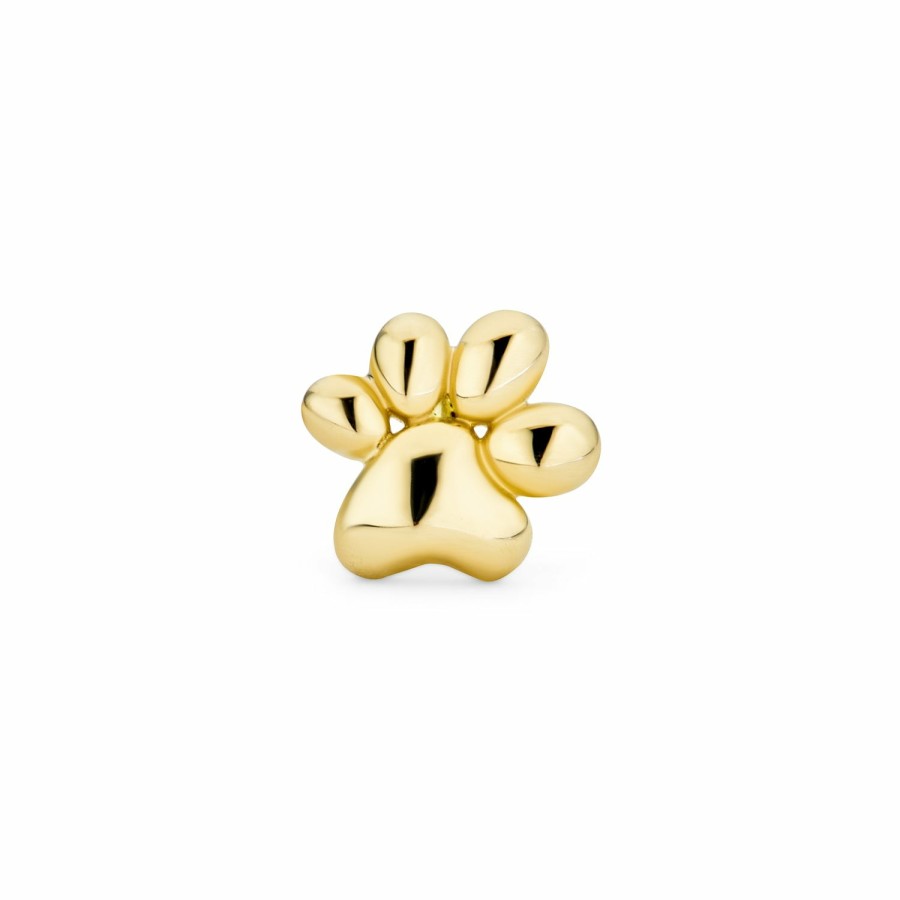 Shop Women Bling Jewelry Ear Cuffs, Cartilage Earrings | Tiny Dog Cat Paw Cartilage 1 Piece Stud Earring 14K Gold Screwback