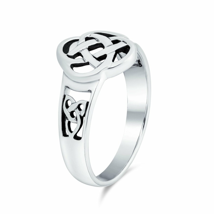 Shop Women Bling Jewelry Engravable Rings | Bff Infinity Knot Irish Celtic Band Ring Oxidized .925 Sterling Silver