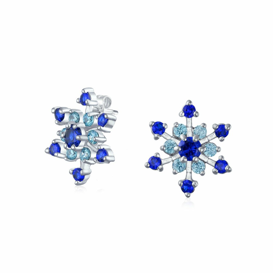 Shop Women Bling Jewelry Stud Earrings | Christmas Cz Blue Aqua Star Snowflake Stud Earrings Pierced & Clip On