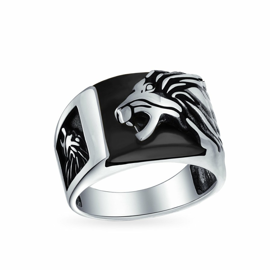 Shop Men Bling Jewelry Mens Rings | Men'S Gemstone Lion Ring Solid .925Sterling Silver