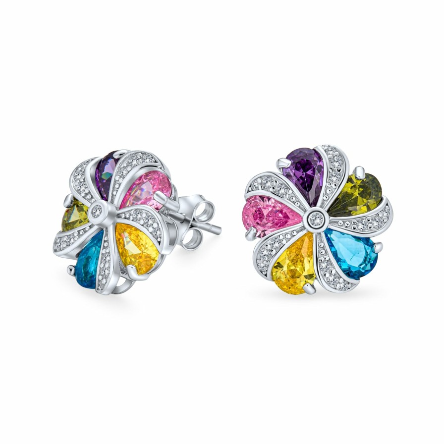 Shop Women Bling Jewelry Stud Earrings | Colorful Cz Geometric Criss Cross Square Dangle Earrings