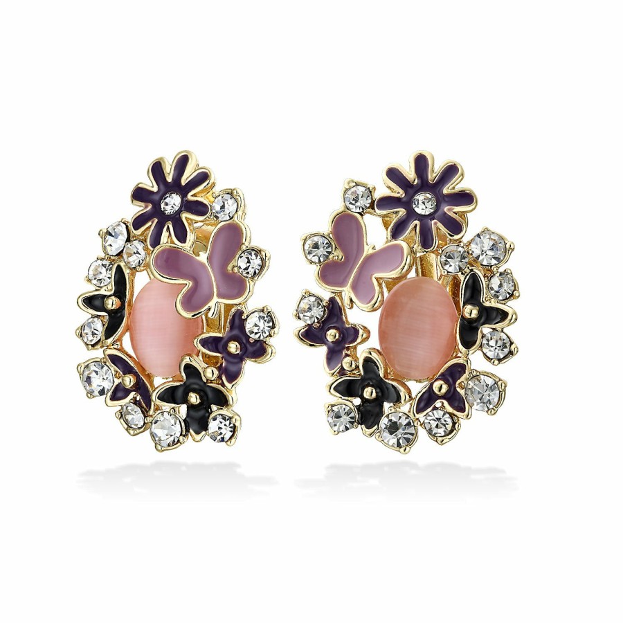 Shop Women Bling Jewelry Clip On Earrings | Butterflies Flower Cats Eye Garden Clip On Earrings Non Pierced Ears