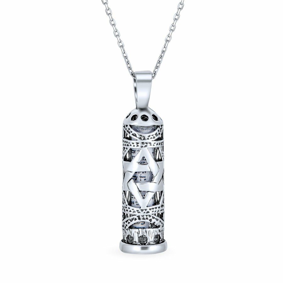 Shop Women Bling Jewelry Pendant Necklaces | Hamsa Star Jewish Mezuzah Menorah Pendant Necklace Sterling Silver