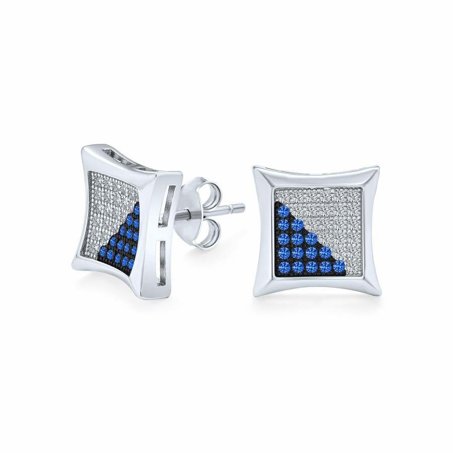 Shop Men Bling Jewelry Mens Earrings | Square Cz Micro Pave Kite Stud Earrings Sterling Silver