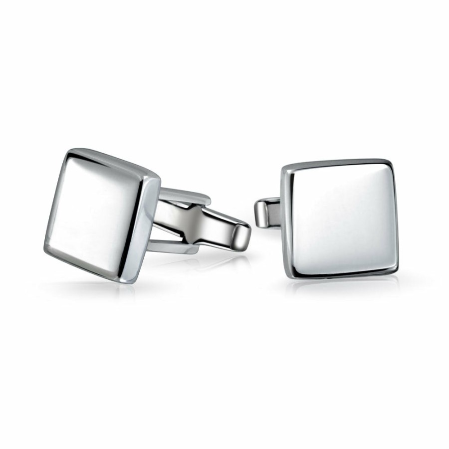 Shop Men Bling Jewelry Cufflinks | Mens Classic Square Oval Round Solid Cufflinks .925Sterling Silver