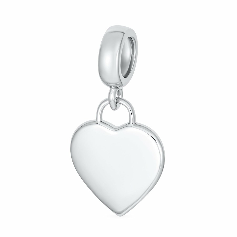 Shop Women Bling Jewelry Unique Charms | Medical Alert Id Heart Shape Dangle Bead Charm .925Sterling Silver