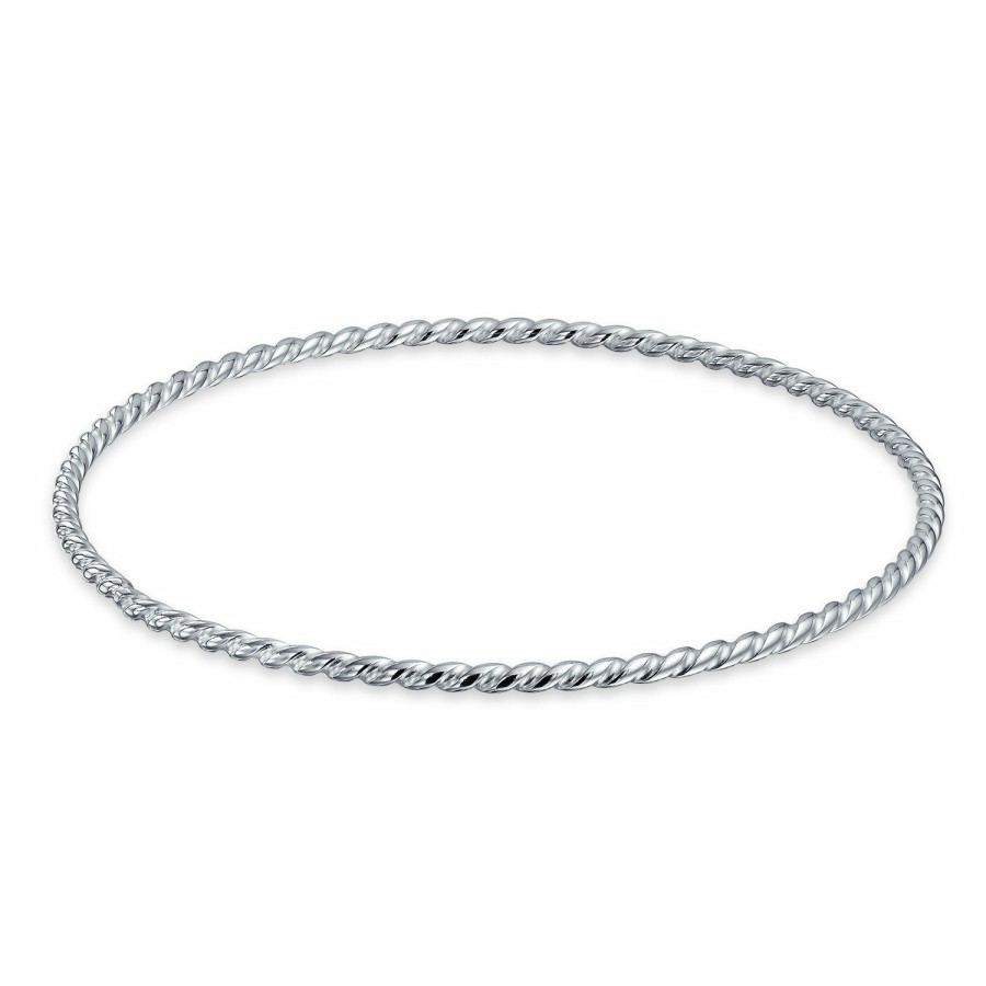 Shop Women Bling Jewelry Delicate Bracelets | Braided Twisted Rope Cable Stackable Bangle Bracelet Sterling Silver