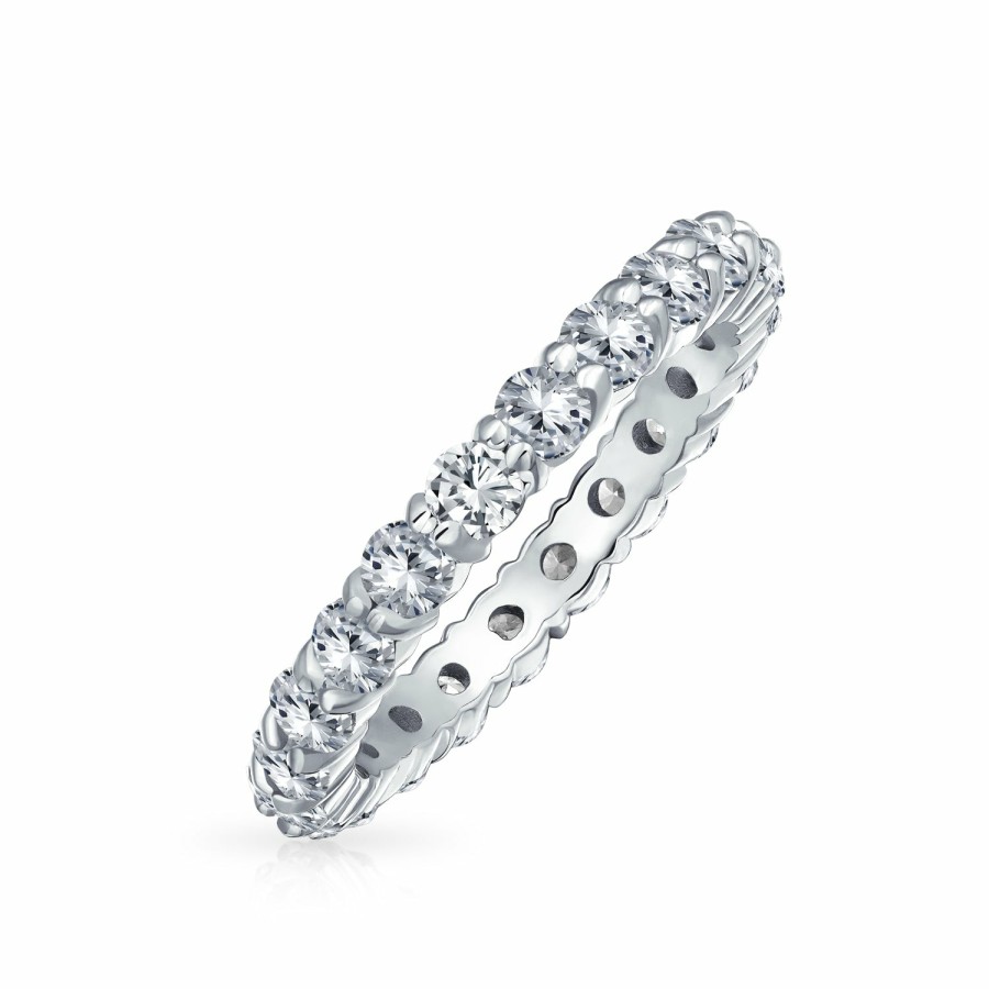 Shop Women Bling Jewelry Wedding Bands | Stackable Pink Cz Band Eternity Wedding Band Ring .925 Sterling Silver