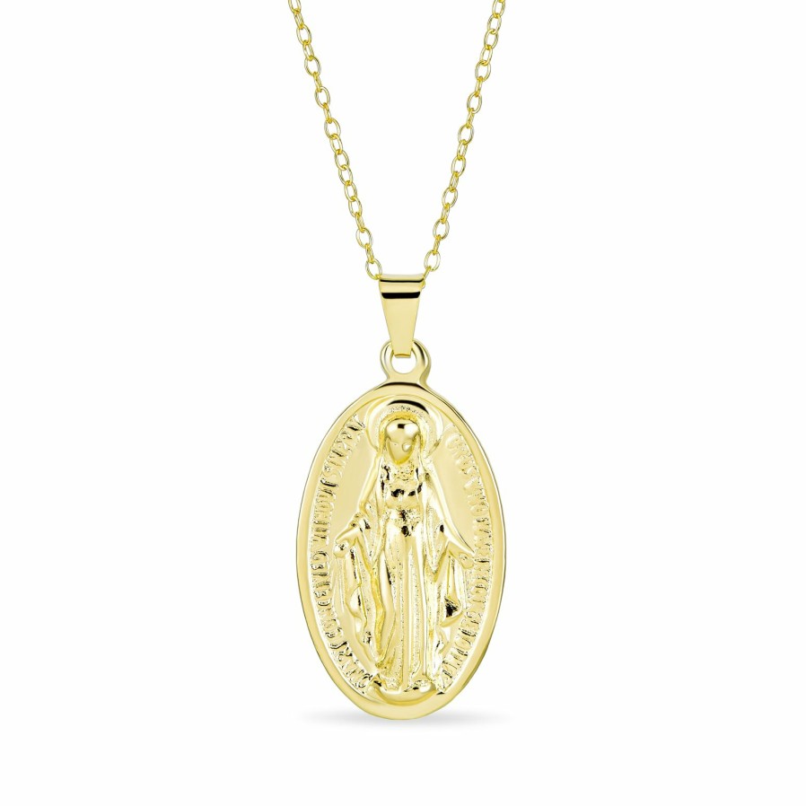 Shop Men Bling Jewelry Mens Pendants & Dog Tags | Jewelry Set Virgin Mary Lady Of Guadalupe Necklace Bracelet Earrings Gold Plated