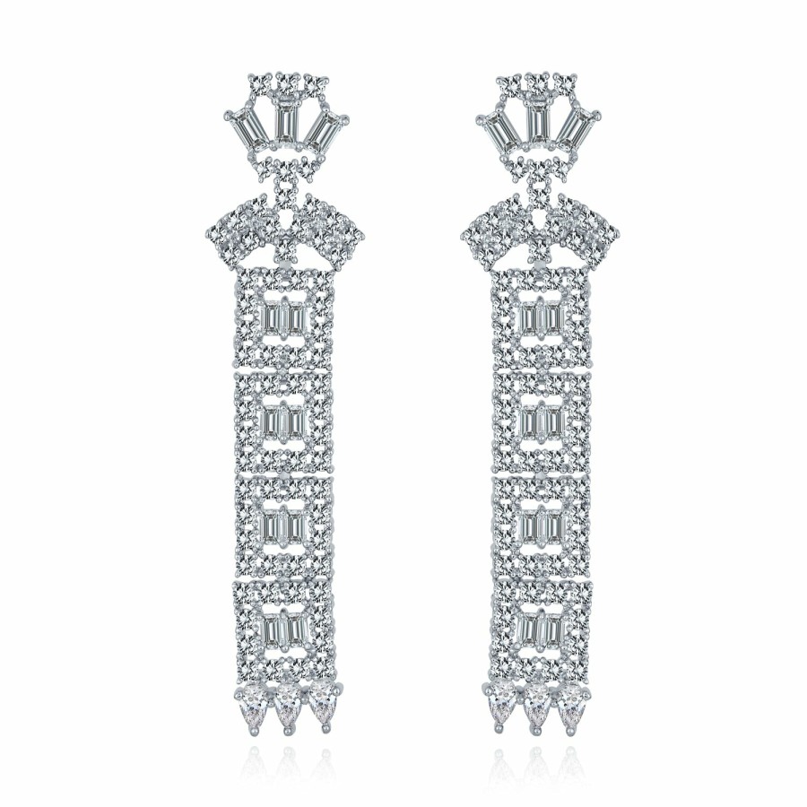 Shop Women Bling Jewelry Chandelier Earrings | Art Deco Asian Bridal Aaa Cz Column Statement Chandelier Earrings