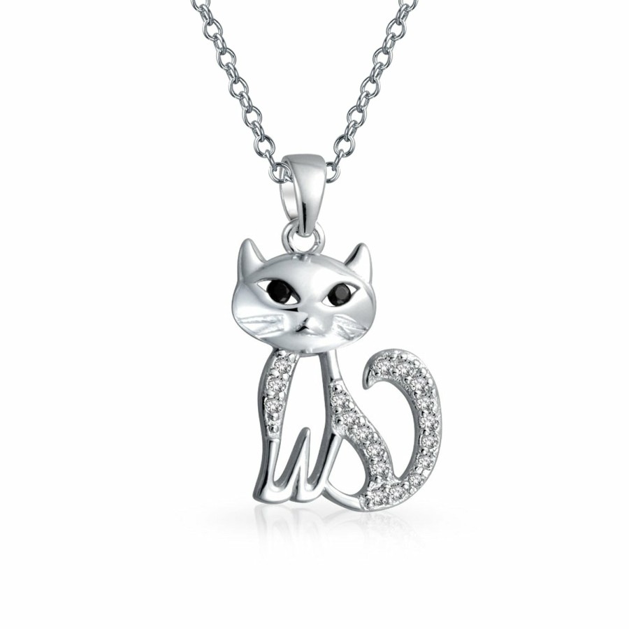 Shop Women Bling Jewelry | Whimsical Bff Pet Two Kitty Cats Pendant Necklace Cz, Gold & Silver