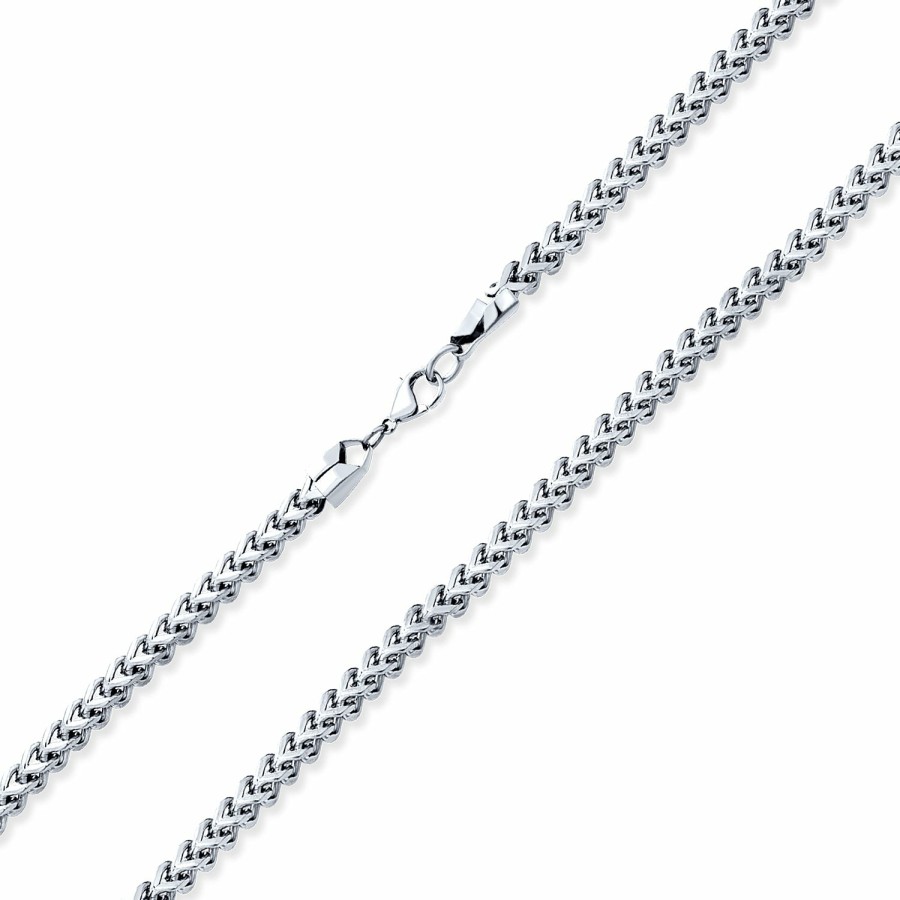 Shop Men Bling Jewelry Mens Necklace Chains | Biker Curb Wheat Chain Necklace Gold Silver Black Stainless Steel 20 24 30"