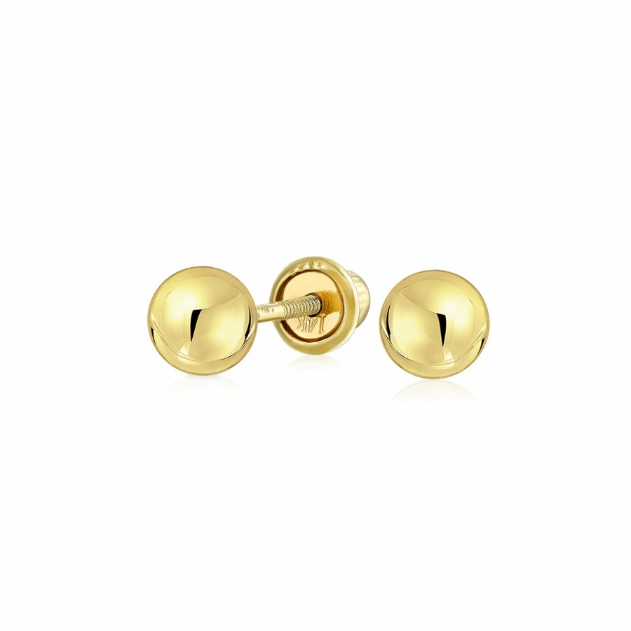 Shop Men Bling Jewelry Mens Earrings | Tiny Mini Real 14K Yellow Gold Ball Stud Earrings Screwback 3,4 Mm