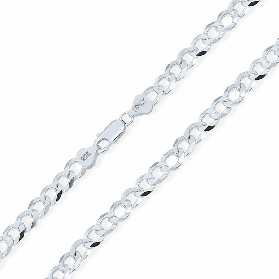 Shop Women Bling Jewelry Chains Necklaces | Solid 3-9Mm Box Or Diamond Cut .925 Sterling Silver Cuban Curb Chain Necklace