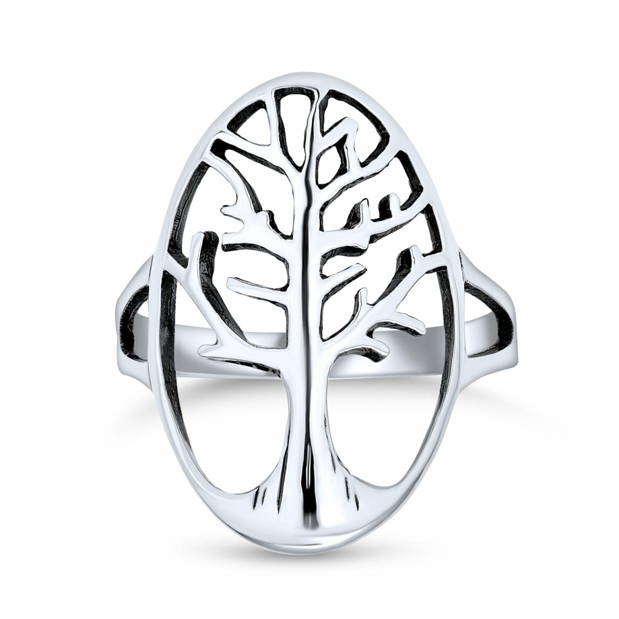 Shop Women Bling Jewelry Engravable Rings | Open Oval Circle Celtic Family Wishing Tree Of Life Ring .925