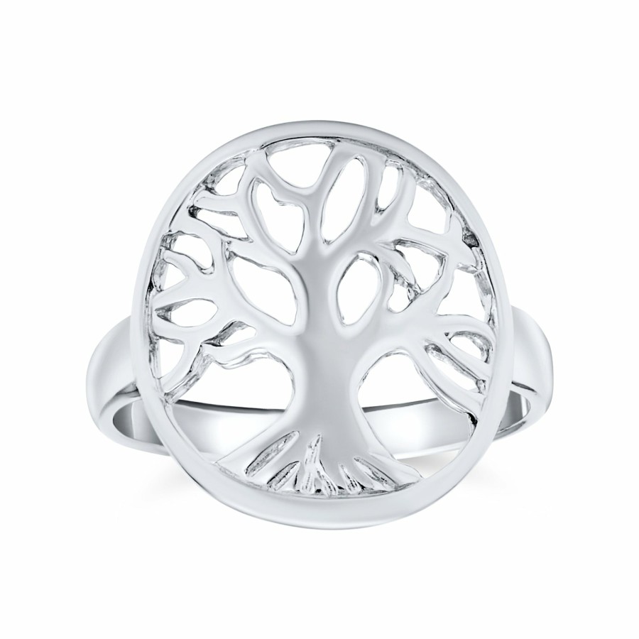 Shop Women Bling Jewelry Engravable Rings | Open Oval Circle Celtic Family Wishing Tree Of Life Ring .925