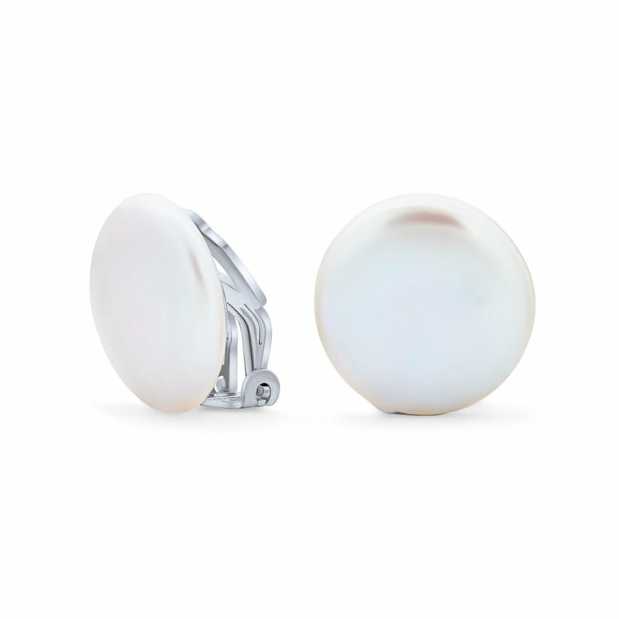 Shop Women Bling Jewelry Clip On Earrings | Biwa Coin Freshwater Pearl Clip On Earrings Ear Sterling Silver