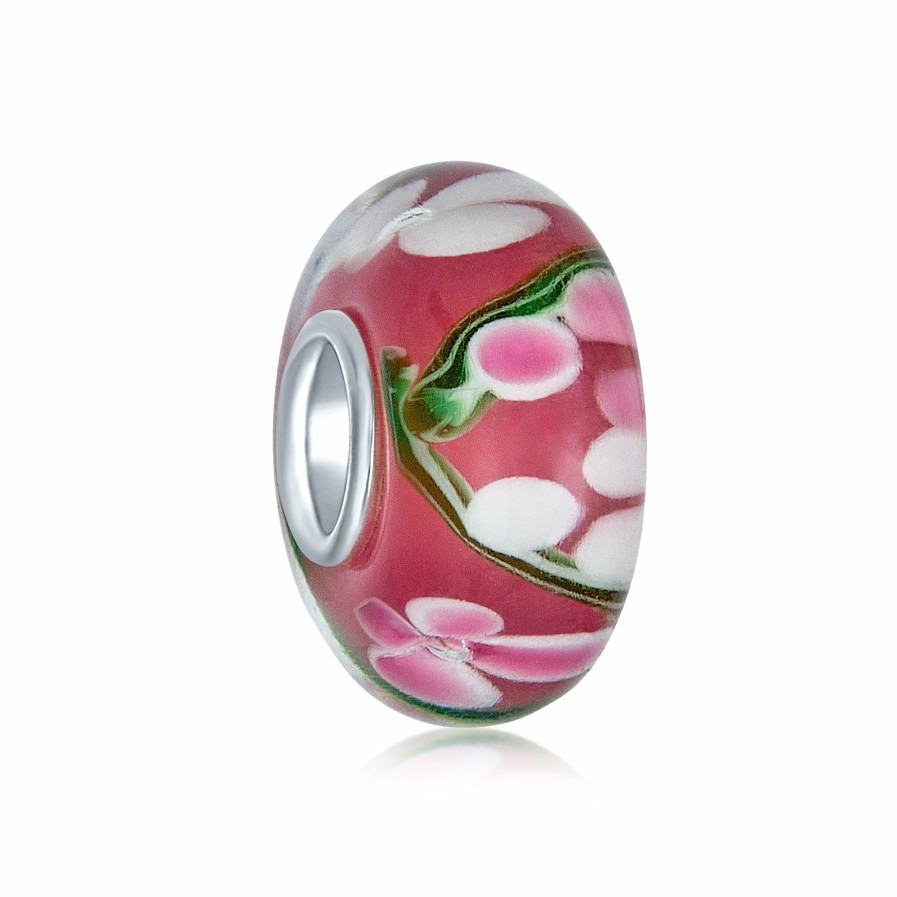 Shop Women Bling Jewelry Flower Beads | Clover Bead Charm Murano Glass .925 Sterling Silver