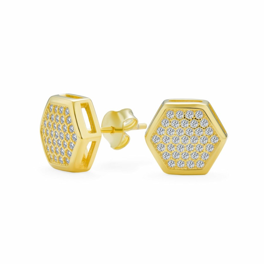 Shop Women Bling Jewelry Stud Earrings | Mens White Round Square Cz Kite Stud Earrings Screw Back