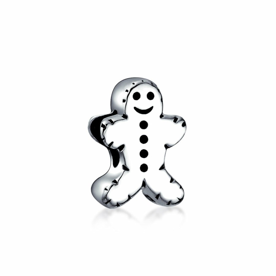 Shop Women Bling Jewelry Unique Charms | Holiday Christmas Gingerbread Man Cookie Charm Bead Sterling Silver