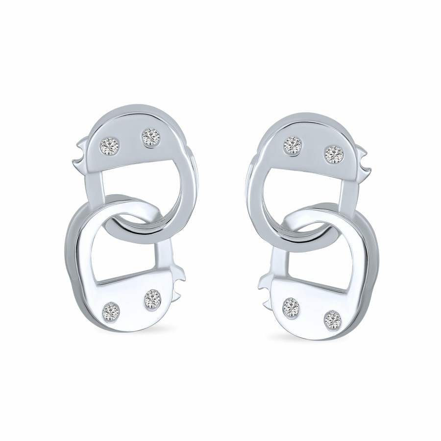 Shop Women Bling Jewelry Dangle Drop Earrings | Cz Accent Dangle Stud Handcuff Earrings .925 Sterling Silver