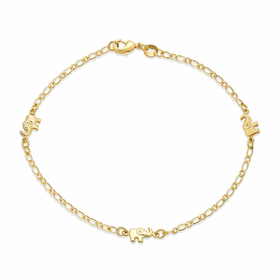 Shop Women Bling Jewelry Delicate Bracelets | Danity Three Lucky Elephant Charm Bracelet Gold Plated