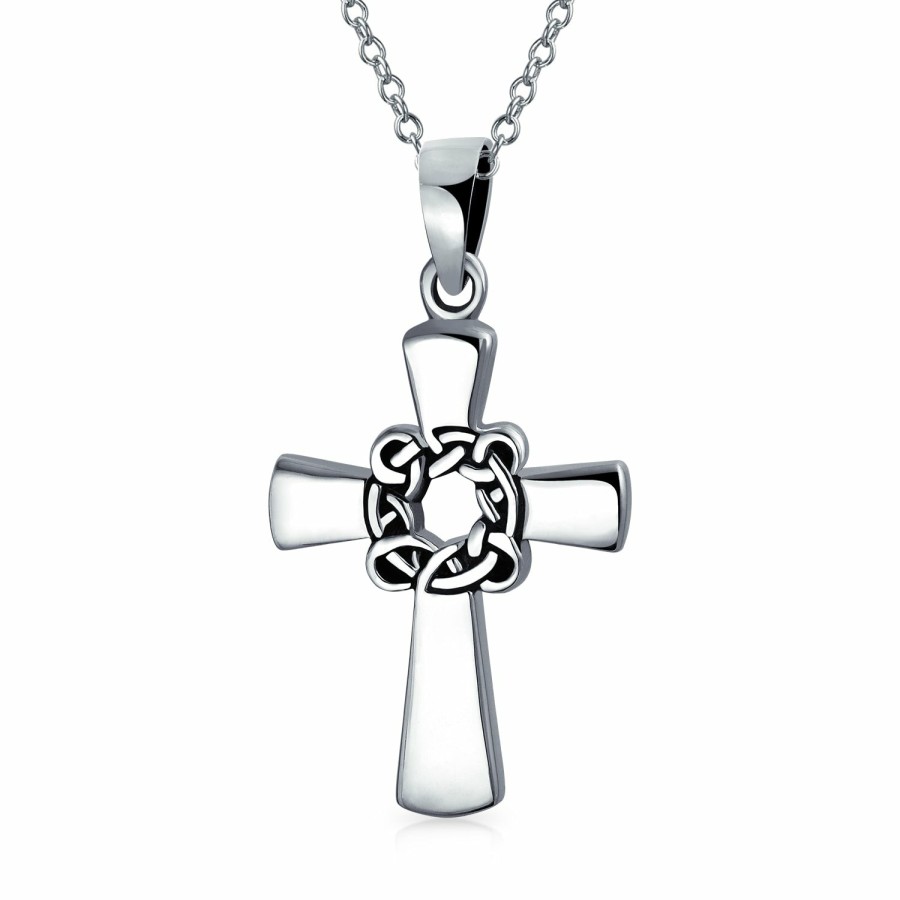 Shop Men Bling Jewelry Mens Pendants & Dog Tags | Celtic Twisted Religious Cross Pendant .925 Sterling Necklace