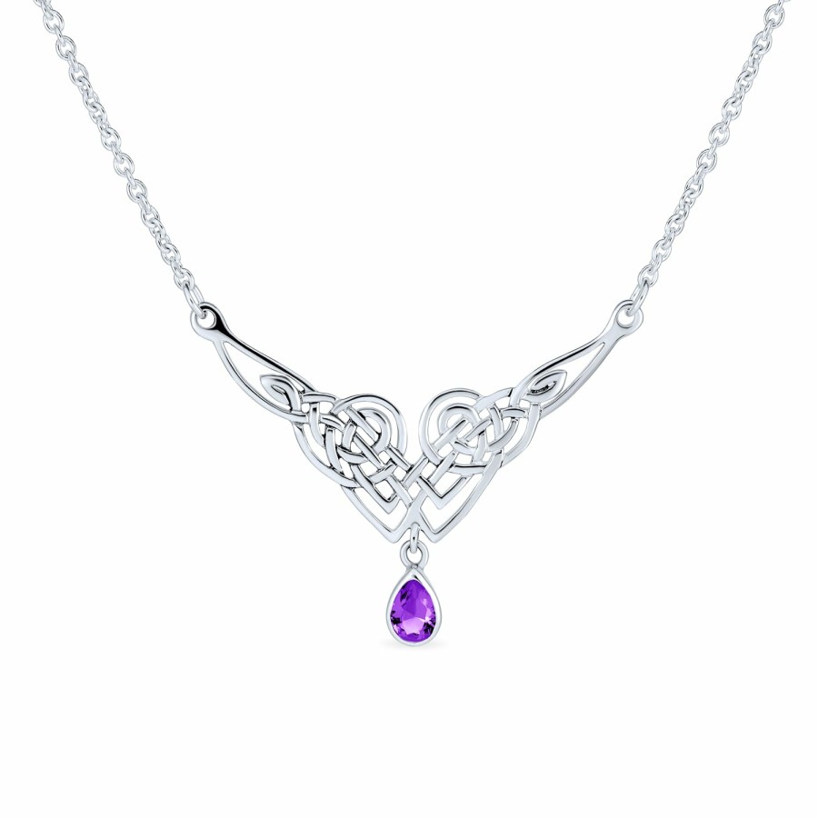 Shop Women Bling Jewelry Pendant Necklaces | Cz Gemstone Teardrop Celtic Knot Infinity Necklace Collar .925 Silver