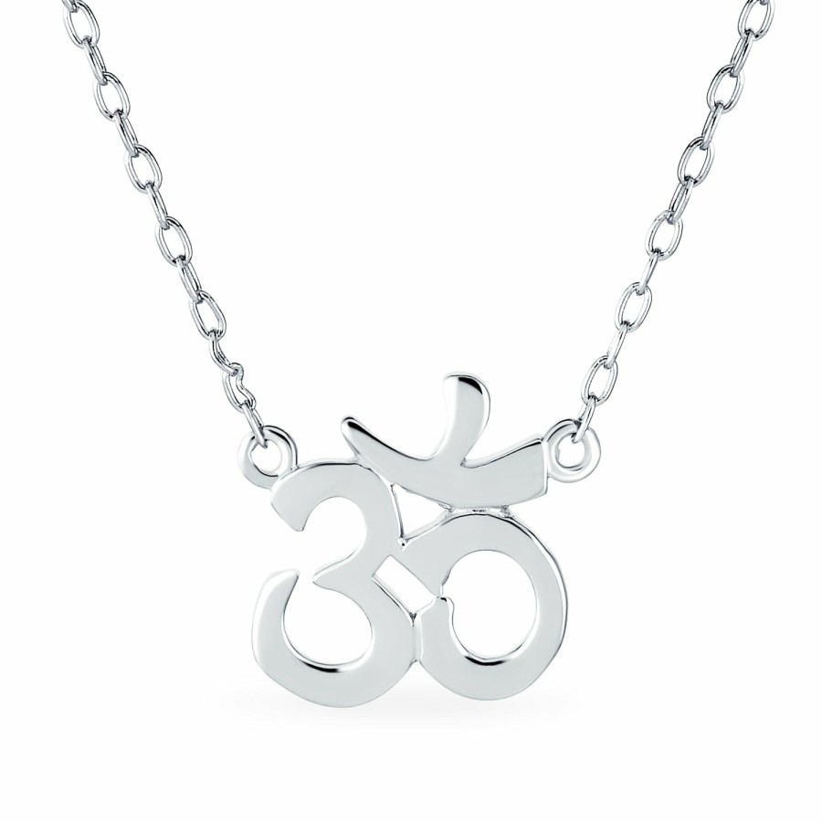 Shop Women Bling Jewelry Pendant Necklaces | Aum Om Spiritual Pendant Necklace Plated Sterling