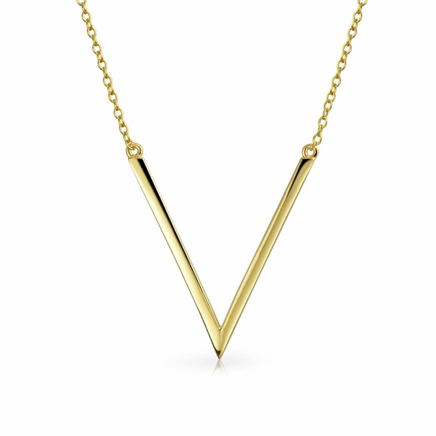 Shop Women Bling Jewelry Delicate Pendant Necklaces | Chevron Tube Pendant Necklace Plated .925 Sterling